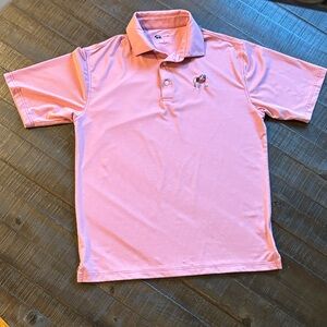 Red and white tiny strip Onward Reserve Polo Shirt with UGA logo